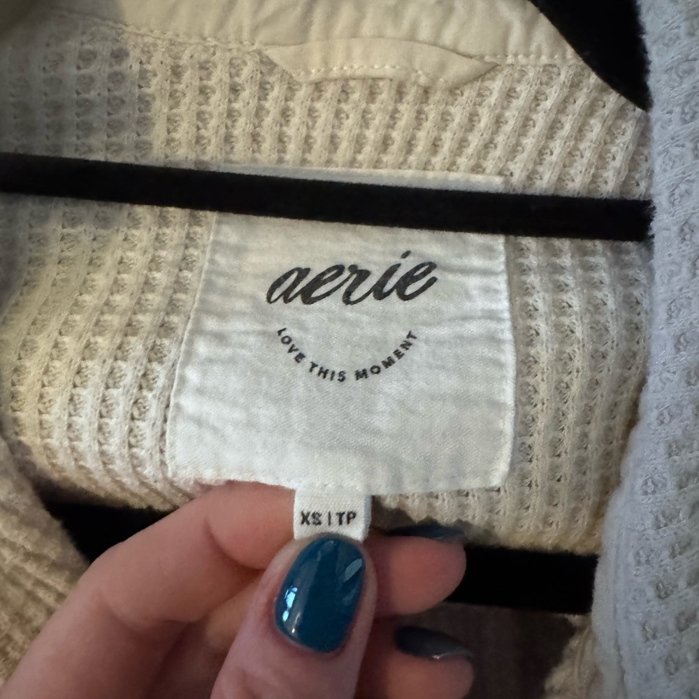 Aerie Cream Waffle Knit Top - Picture 2 of 4